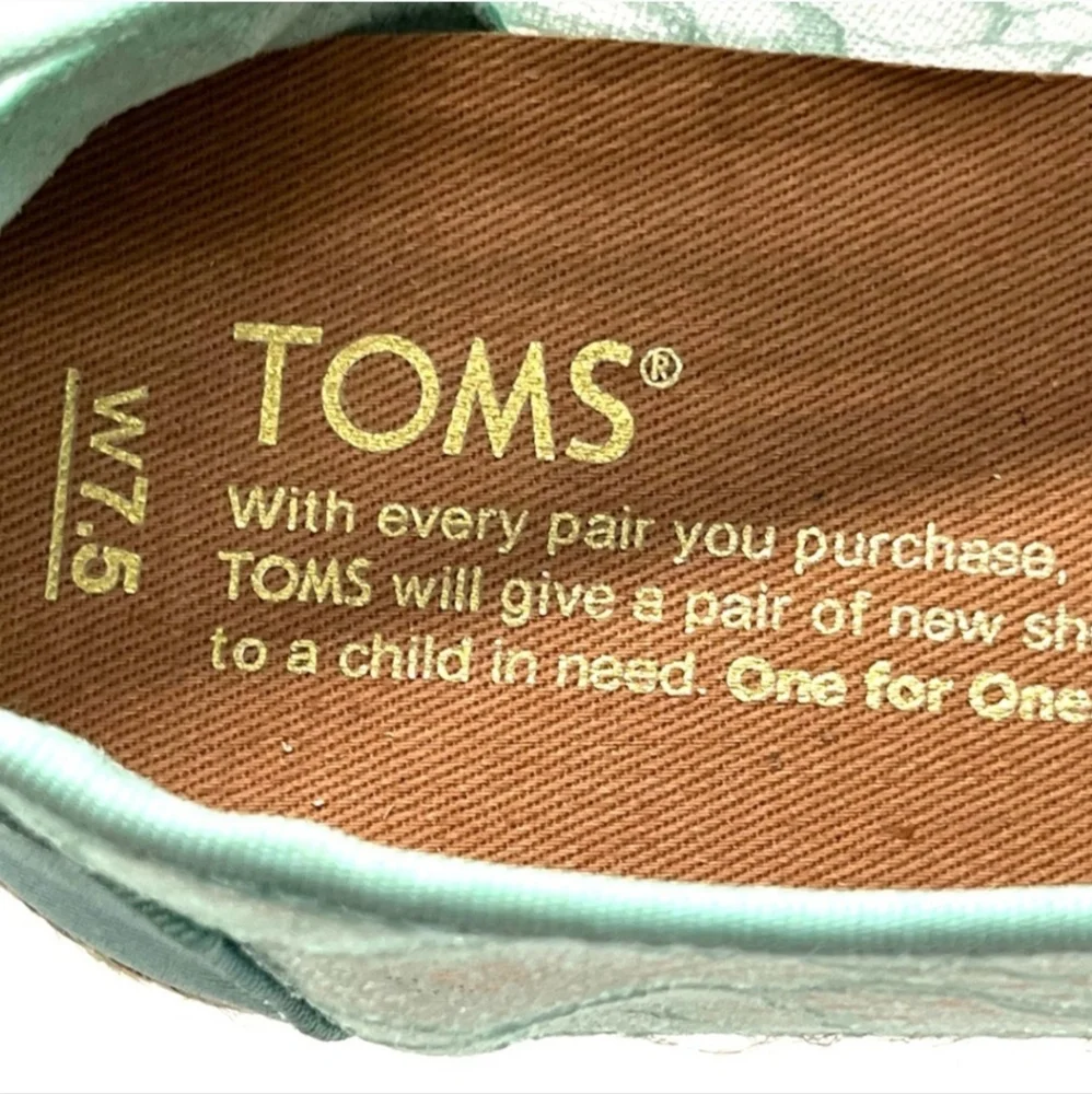 NWOT Toms Aqua Lace Alpargata Classic Slip On Espadrille Shoes - Picture 12 of 13
